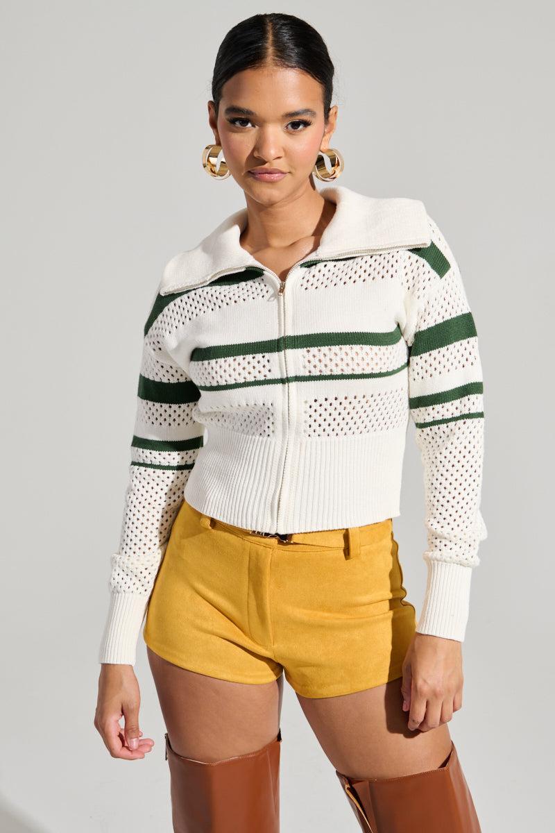 IVY LEAGUE STRIPED ZIP UP SWEATER Product Image