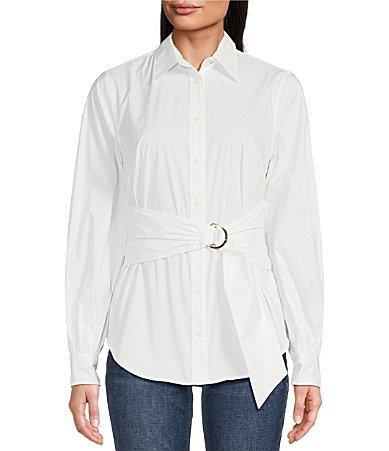 Lauren Ralph Lauren Petite Tie-Front Cotton-Blend Shirt (Refined ) Women's Clothing product image