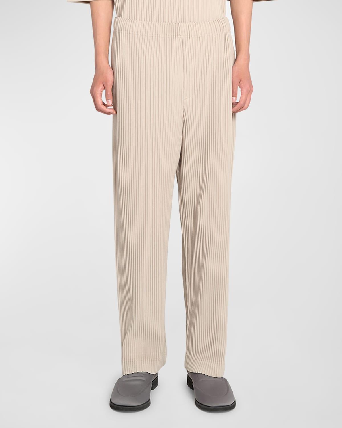 Mens Pleated Straight-Leg Pants Product Image