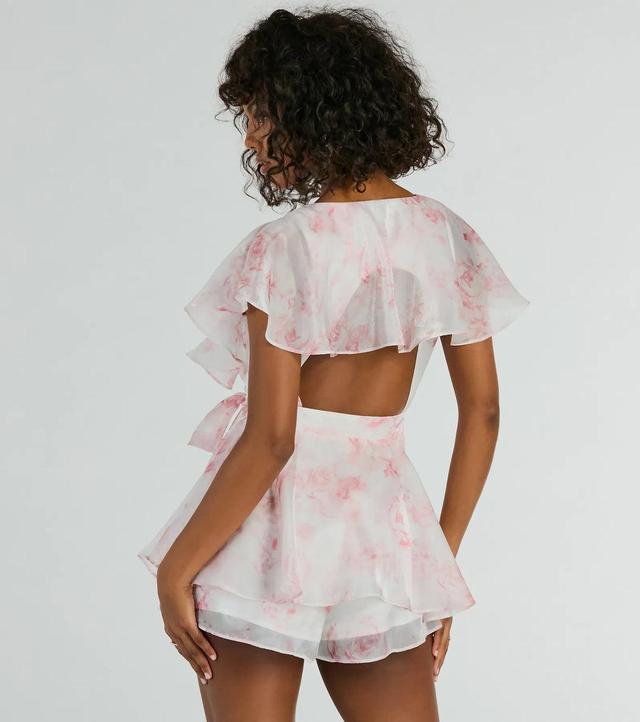 Dreamy Escape Ruffled Rose Floral Organza Romper Product Image