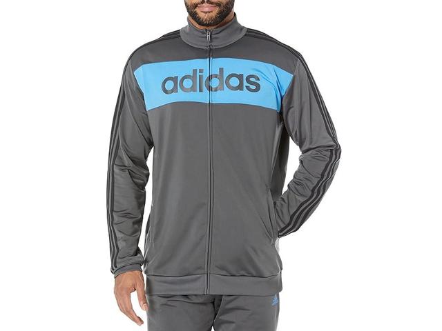 adidas Big Tall Essentials Tricot 3-Stripes Linear Track Jacket (Grey Six) Men's Clothing Product Image