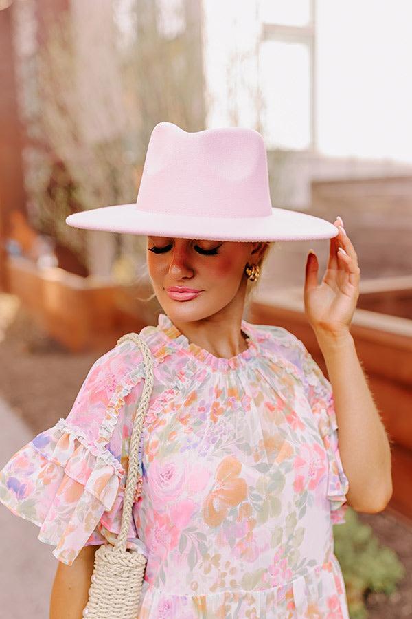 Chic and Charm Felt Fedora in Light Pink Product Image