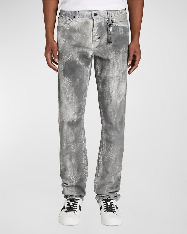 Mens Stone-Effect Denim Jeans Product Image