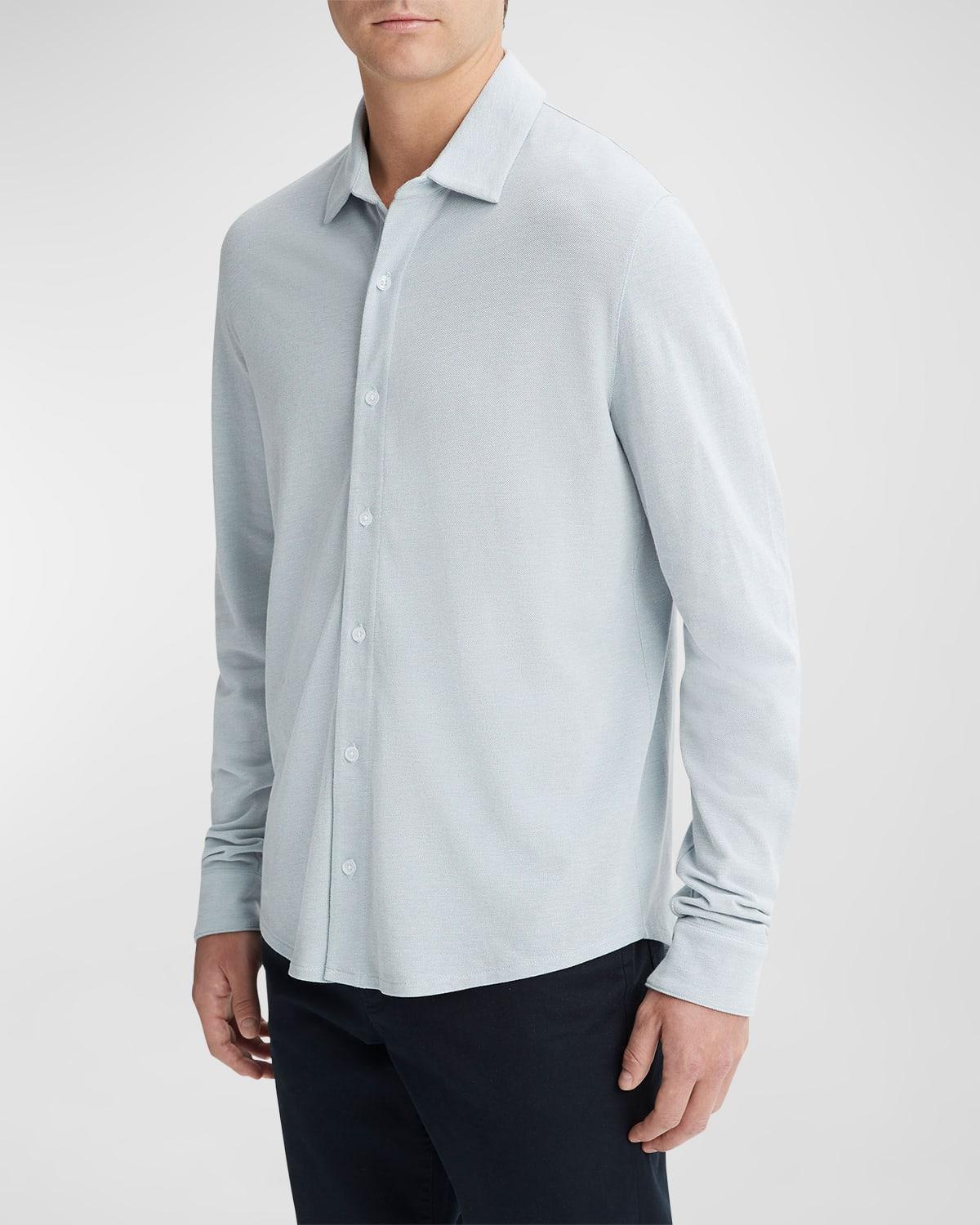 Mens Piqu Button-Front Shirt Product Image