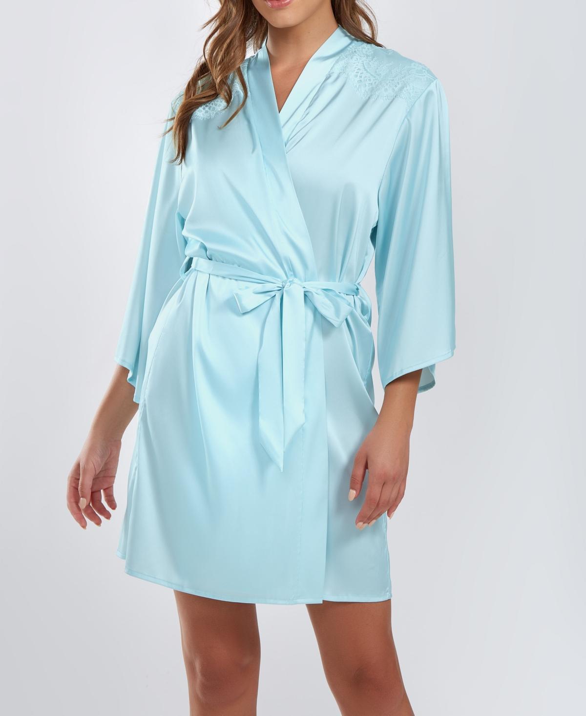 Icollection Women's Barbie Satin Robe W/ Eyelash Lace Trim, X-Large Product Image