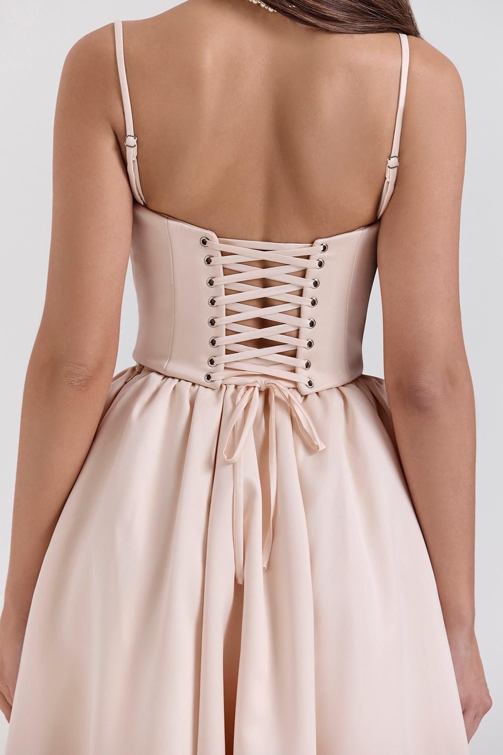 Perfect Peach Satin Corset and Skirt Product Image