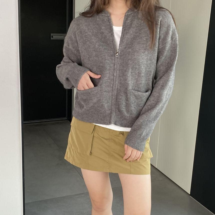 Plain Zip Cardigan Product Image