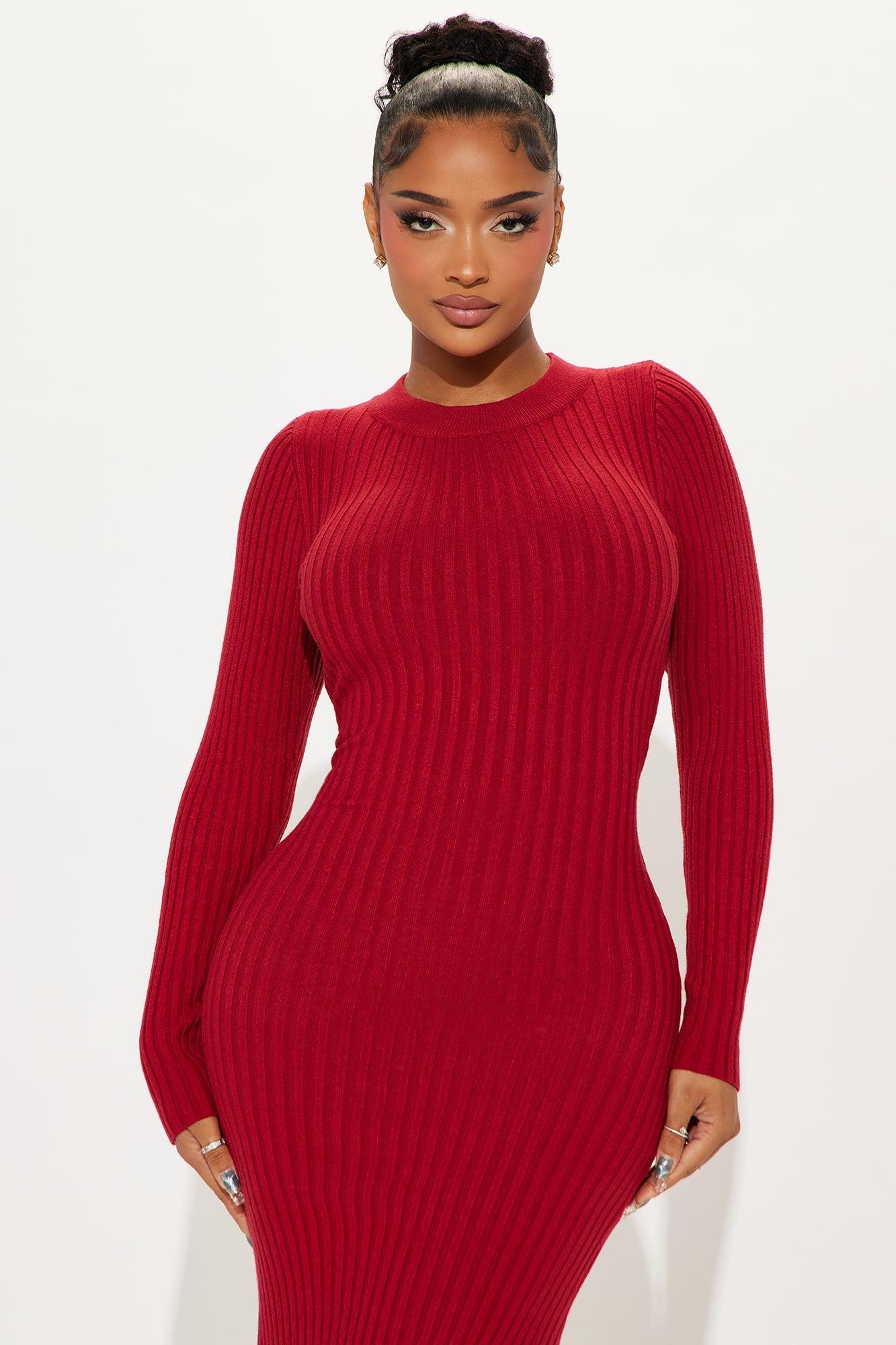 Kaylie Sweater Maxi Dress - Wine Product Image