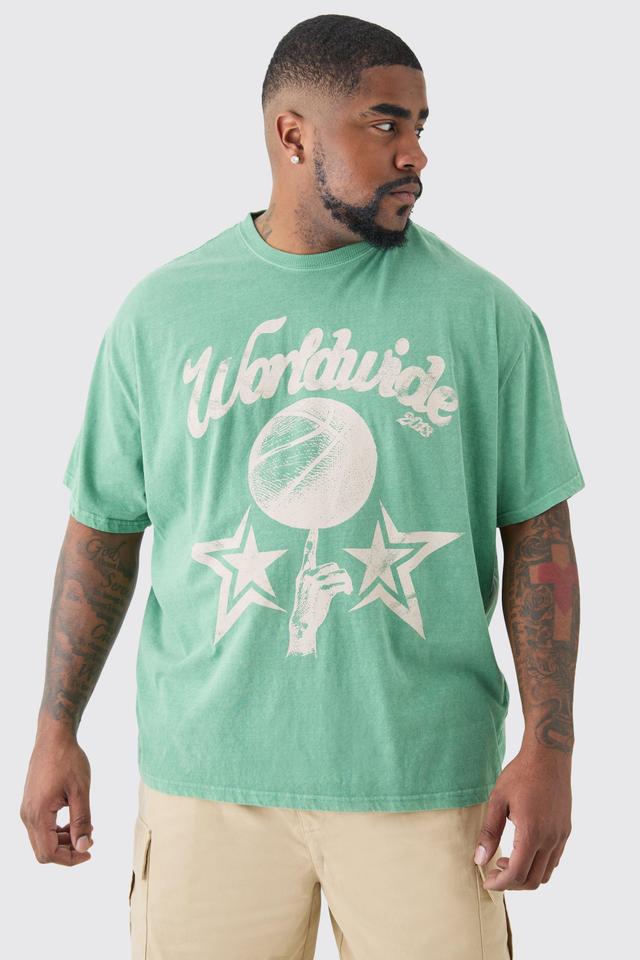 Plus Worldwide Baseball T-shirt In Green | boohooMAN USA Product Image