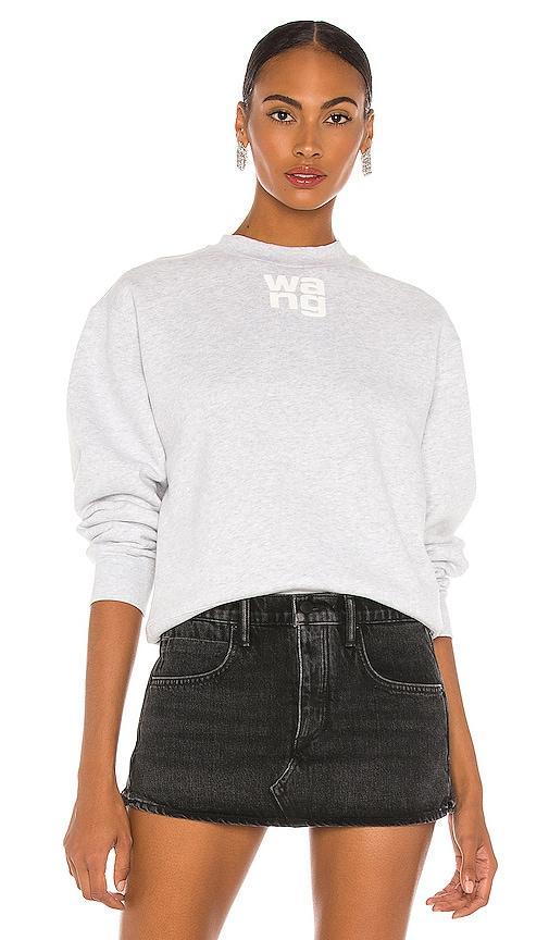 Alexander Wang Foundation Terry Crewneck Sweatshirt in Grey. Size XS, S, L. Product Image