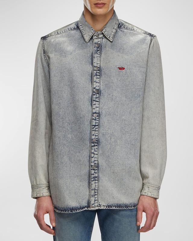 Mens Marbled Denim Button-Down Shirt Product Image