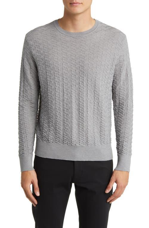 Emporio Armani Chevron Textured Wool Crewneck Sweater Product Image