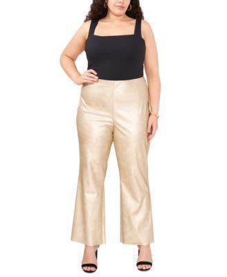 Plus Size Faux-Leather Flare-Leg Leggings Product Image