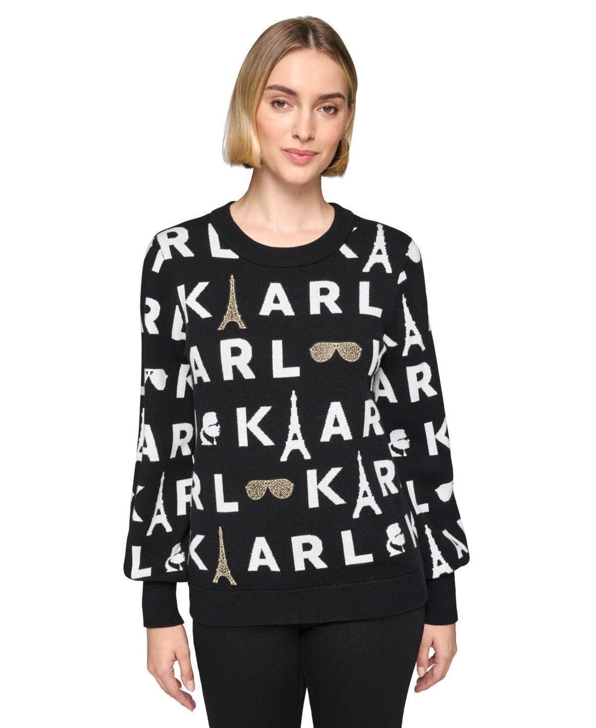 Karl Lagerfeld Paris Womens Embellished Sweater Product Image