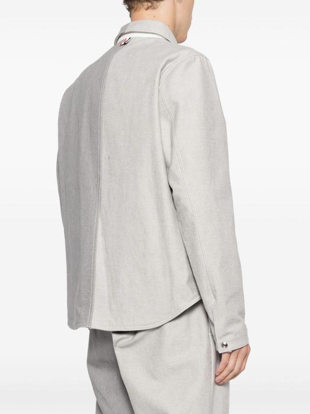 THOM BROWNE Two-tone Denim Jacket In Grey Product Image