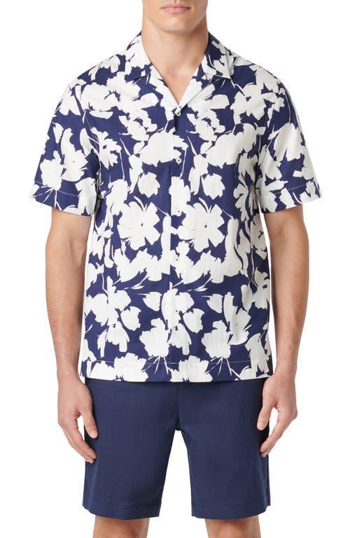 Bugatchi Jackson Shaped Fit Floral Print Short Sleeve Button-Up Camp Shirt Product Image