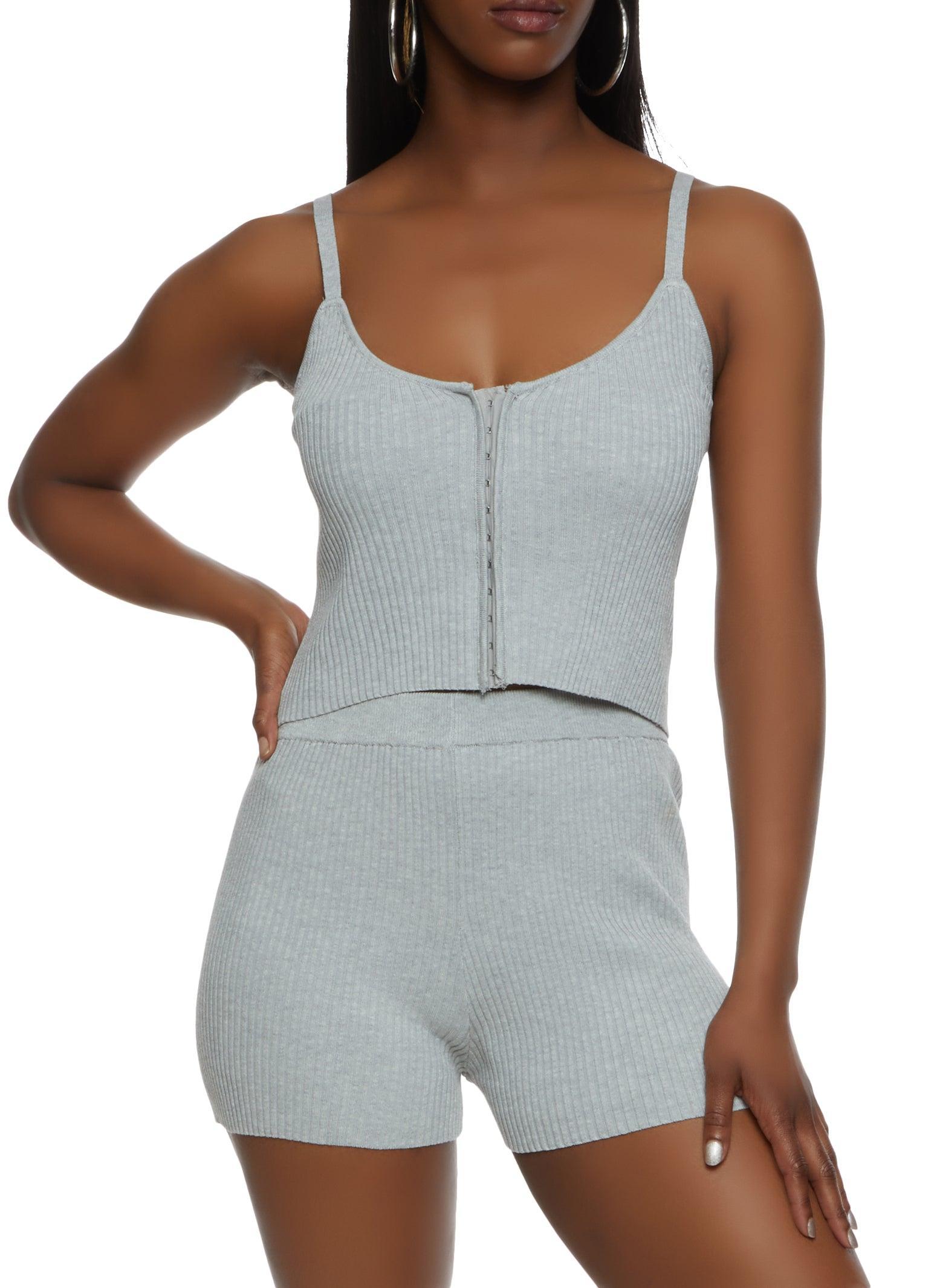 Womens Ribbed Hook and Eye Cropped Cami Product Image