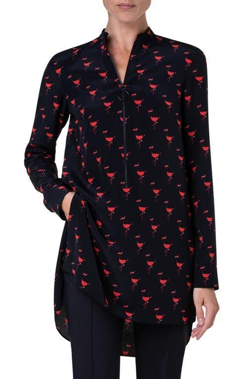 Akris punto Flamingo Print Silk Crpe de Chine Shirt Product Image