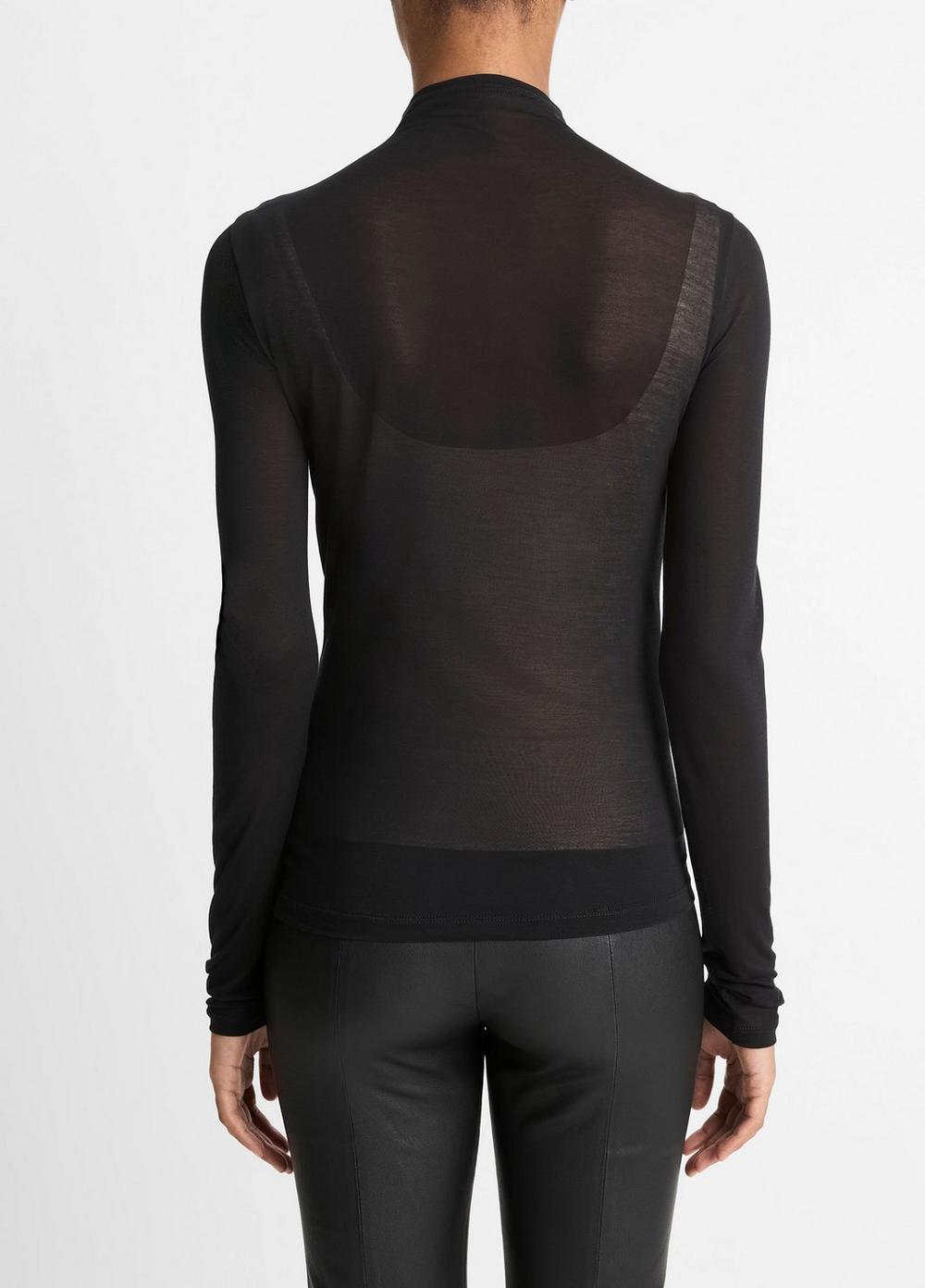 Sheer Long-Sleeve Mock-Neck Top Product Image