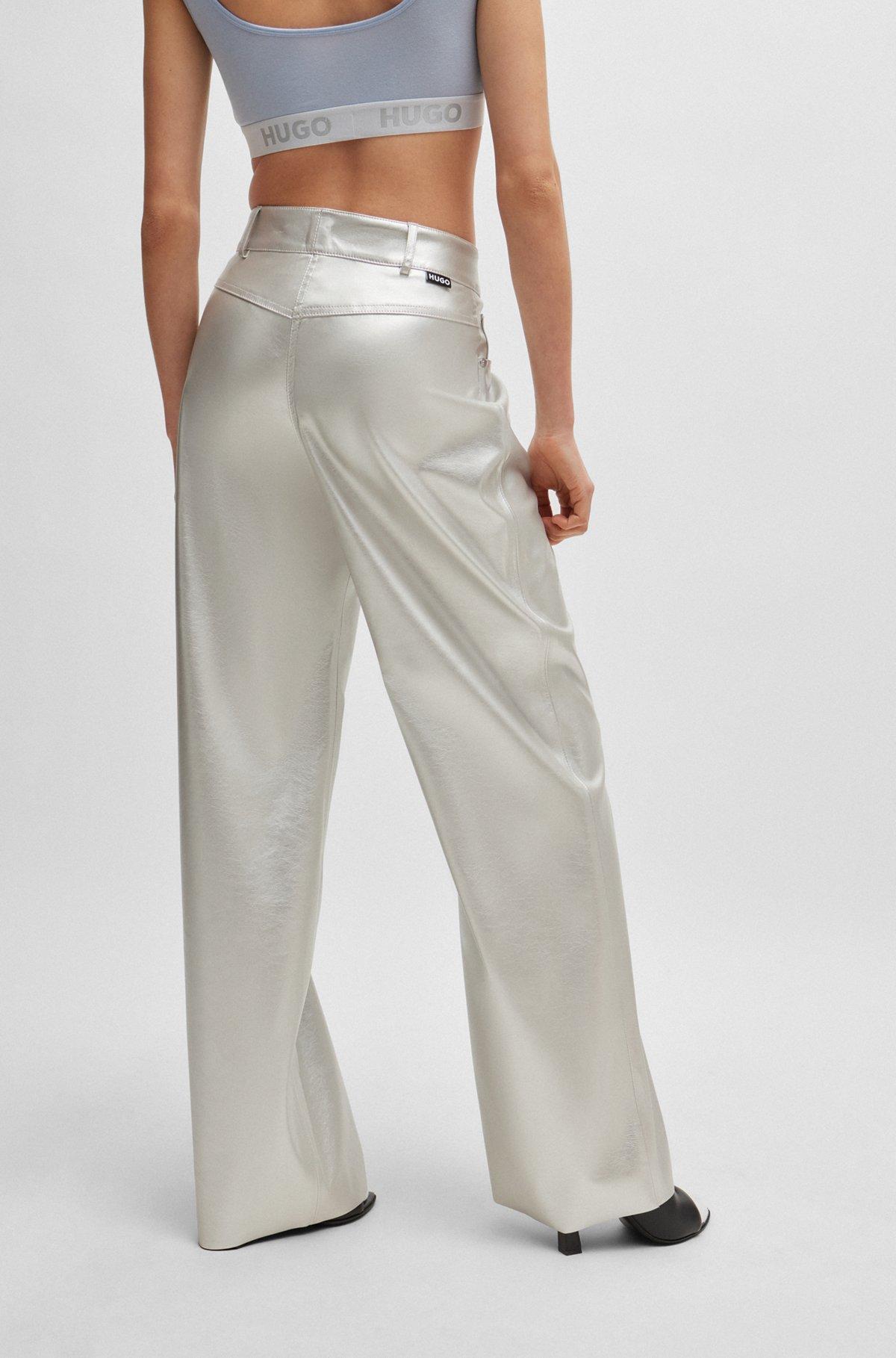 Relaxed-fit trousers in metallic faux leather Product Image