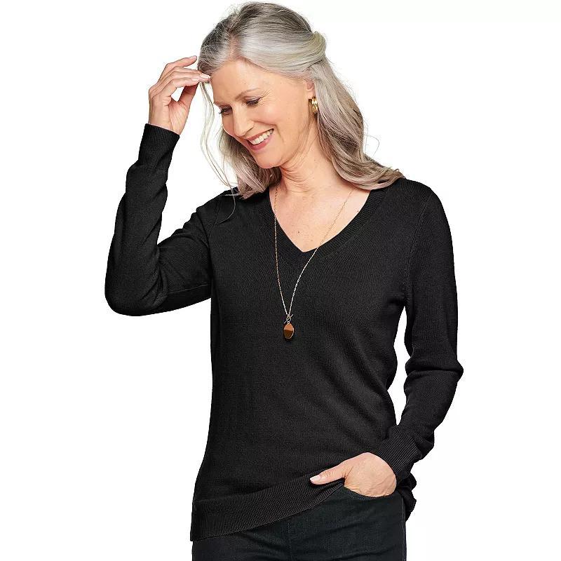 Petite Croft & Barrow The Extra Soft V-Neck Sweater, Womens Product Image