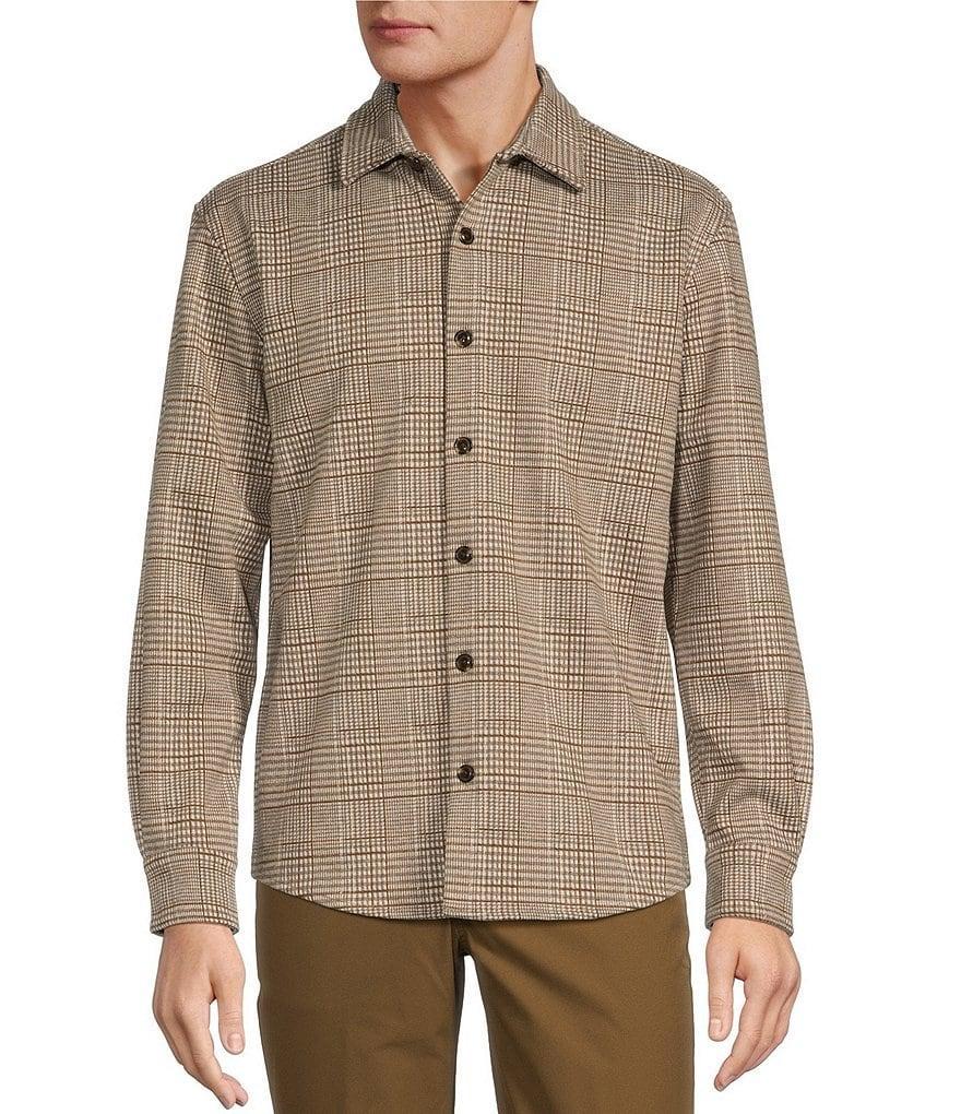 Roundtree & Yorke Long Sleeve Small Plaid Knit Button Front Shirt Product Image