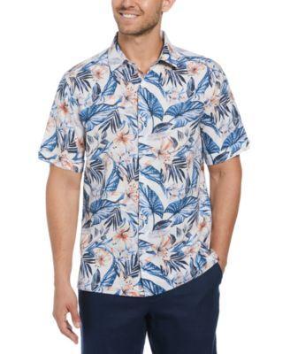 Cubavera Mens Tropical Floral-Print Linen Blend Shirt Product Image