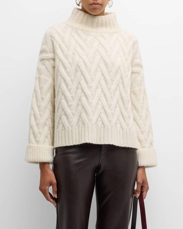 Mae Mock-Neck Cable Knit Sweater Product Image