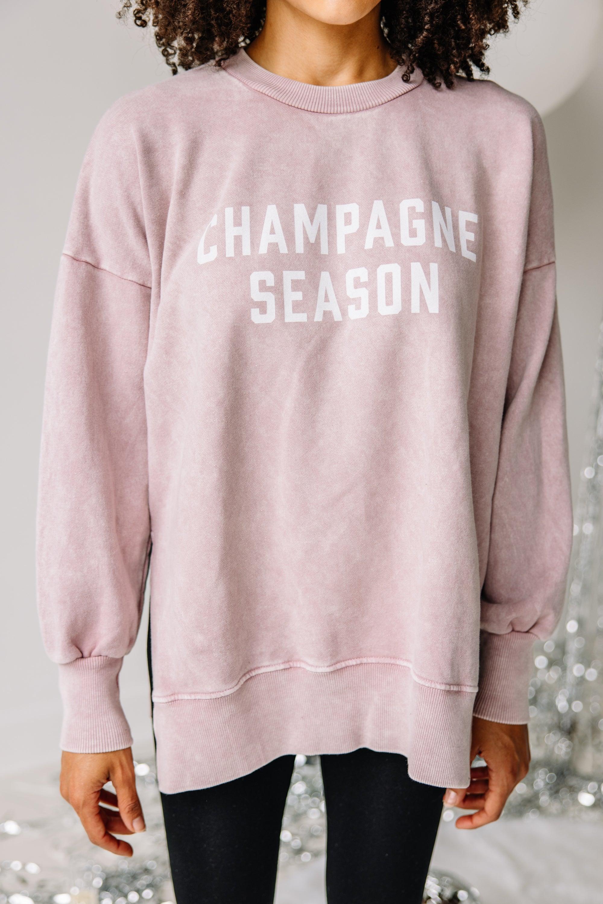 Champagne Season Mauve Pink Graphic Slouchy Pullover Female Product Image