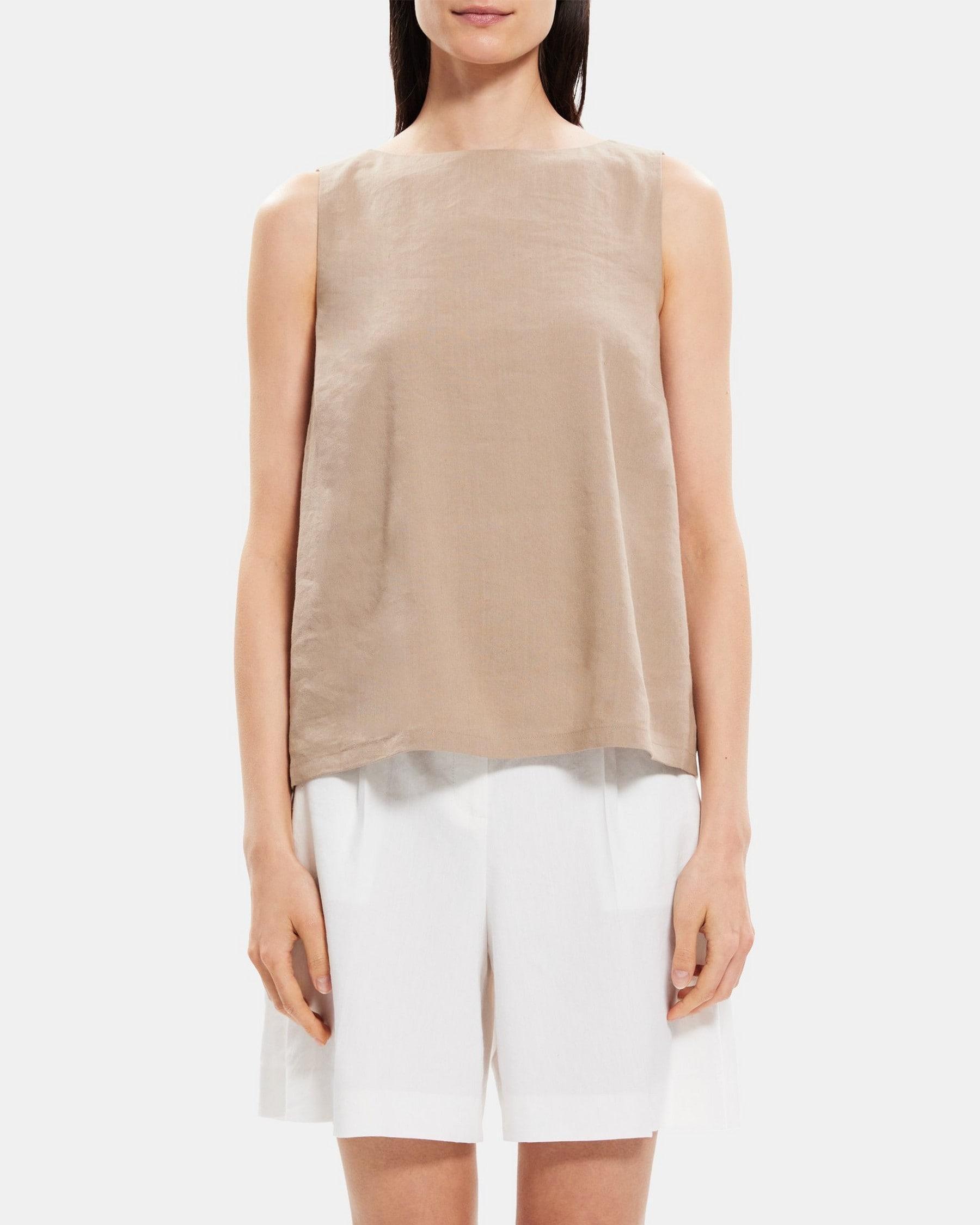 Boatneck Shell Top in Linen-Blend Product Image