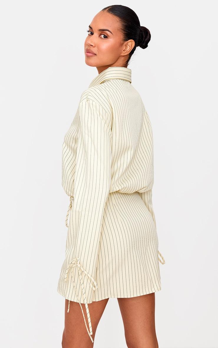 Cream Pinstripe Wrap Shift Dress Product Image