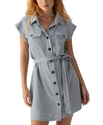 Sanctuary Womens Theo Belted Cap-Sleeve Button-Up Dress product image