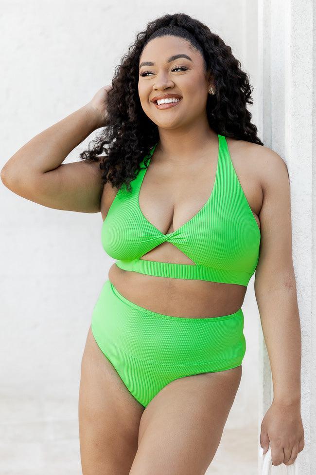 Green with Envy Lime Green Halter Bikini Top FINAL SALE Product Image