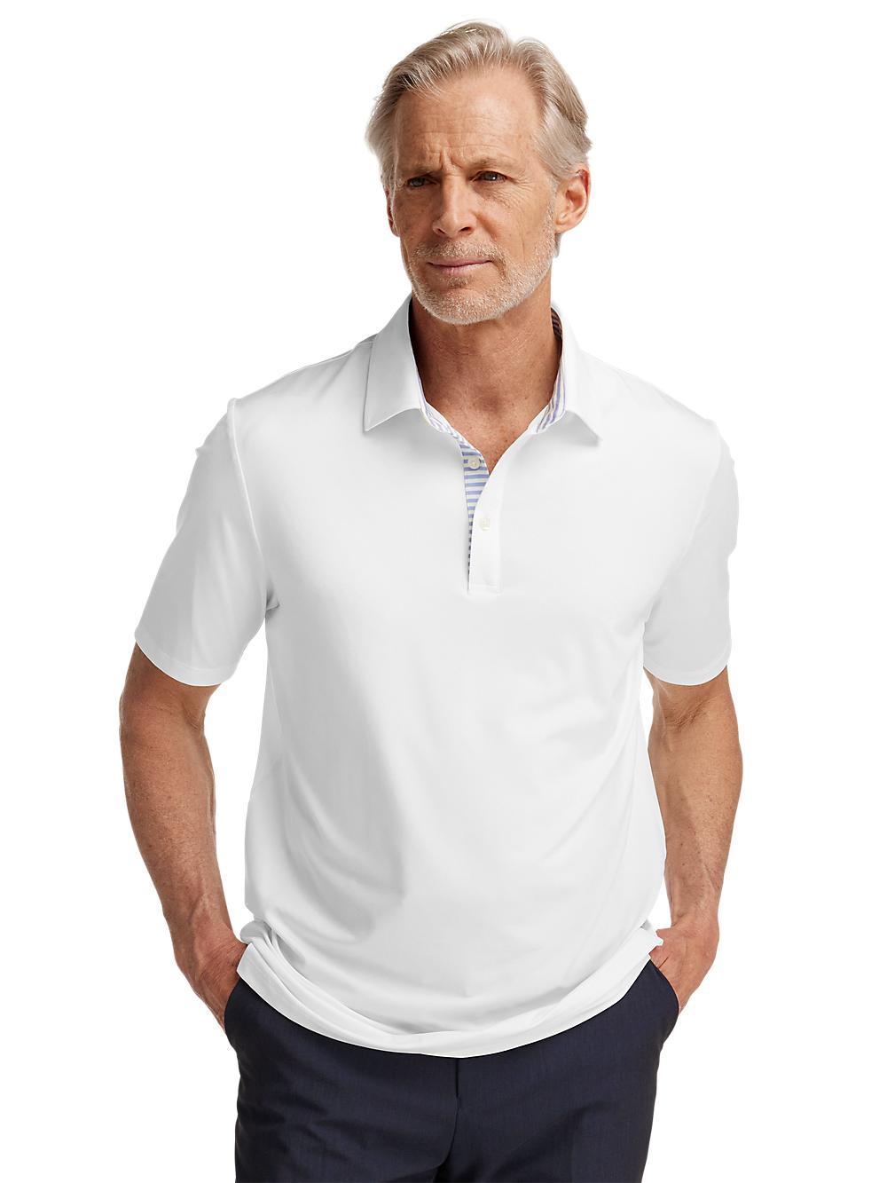 Performance Blend Three Button Polo - White Product Image