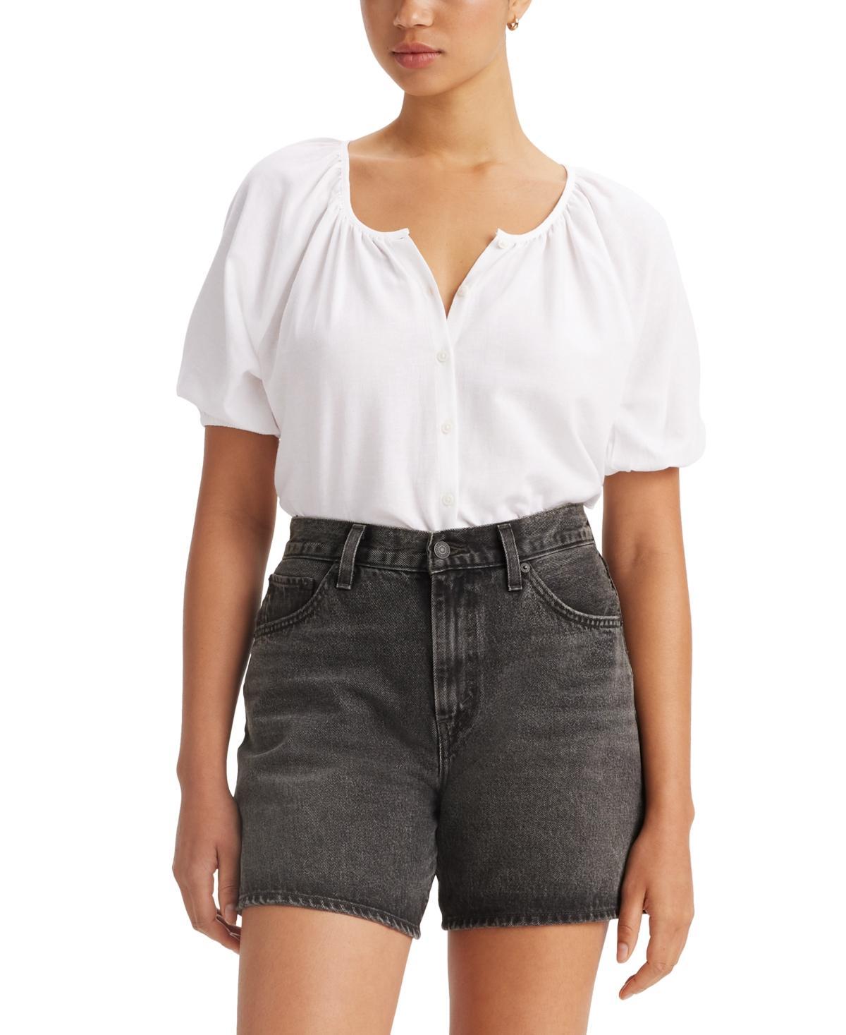 Levis Womens Leanne Button-Front Puff-Sleeve Top Product Image