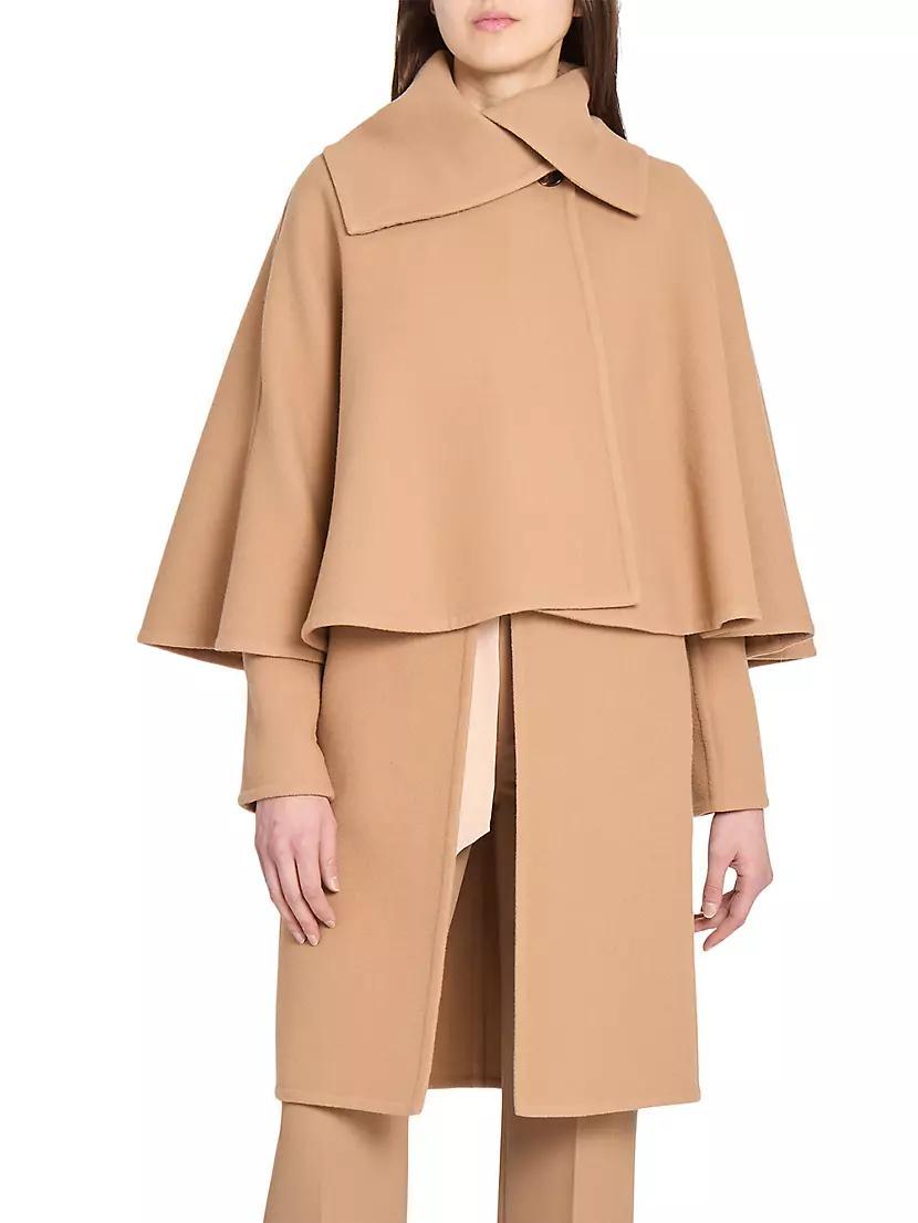 Cape-Overlay Wool & Cashmere Coat Product Image