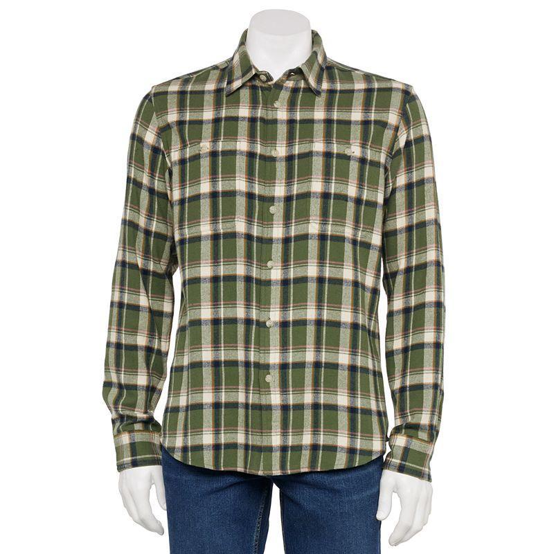 Mens Sonoma Goods For Life Flannel Button-Down Shirt Green Product Image