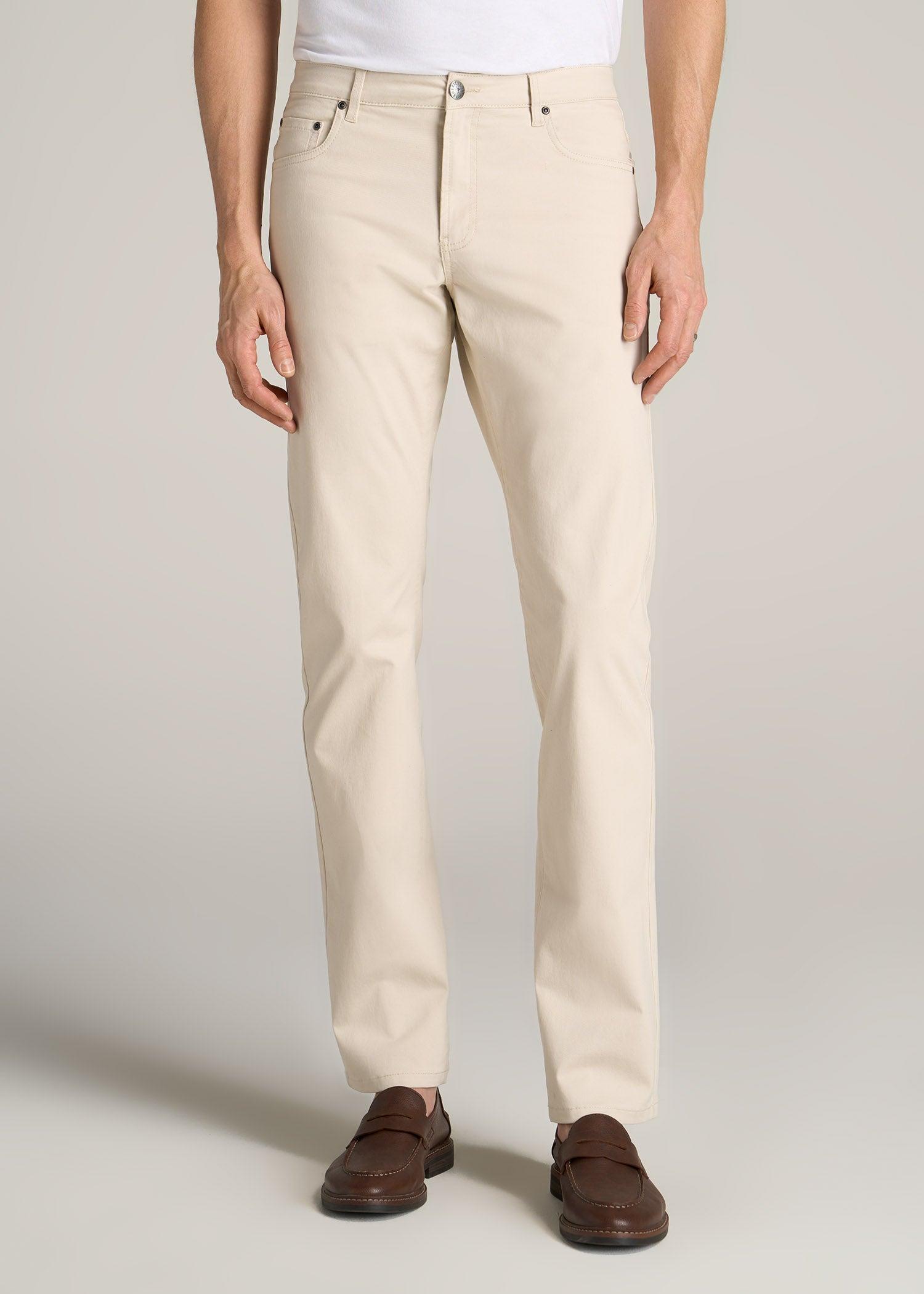 Carman TAPERED Fit Five Pocket Pants for Tall Men in Soft Beige Male Product Image