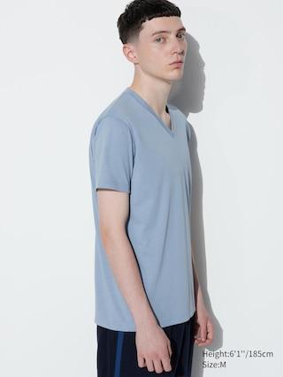 Mens Dry V-Neck Short-Sleeve Color T-Shirt with Quick-Drying Blue 3XL UNIQLO US Product Image