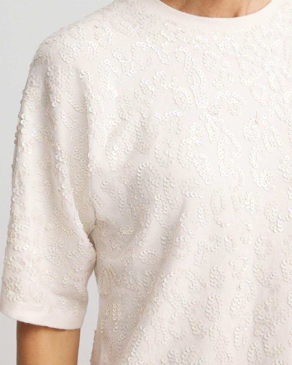 Short Sleeved Sequin Pullover Sweater Product Image