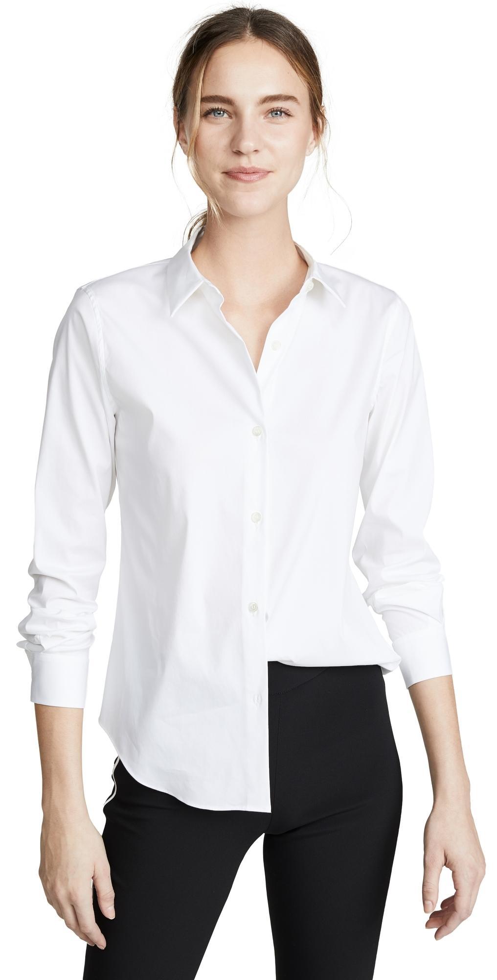 Theory Tenia Cotton Blend Blouse Product Image