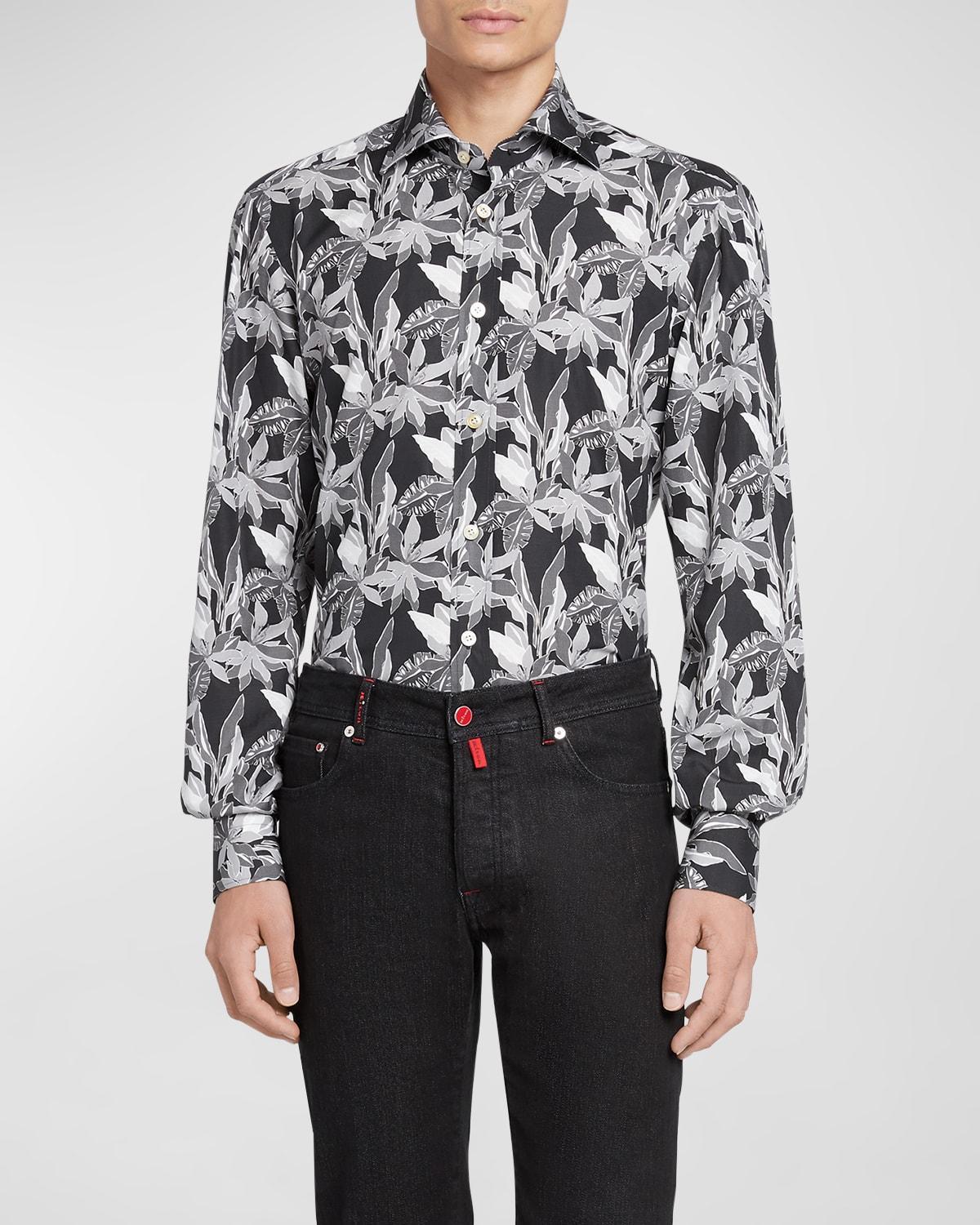 Mens Cotton Floral-Print Sport Shirt Product Image