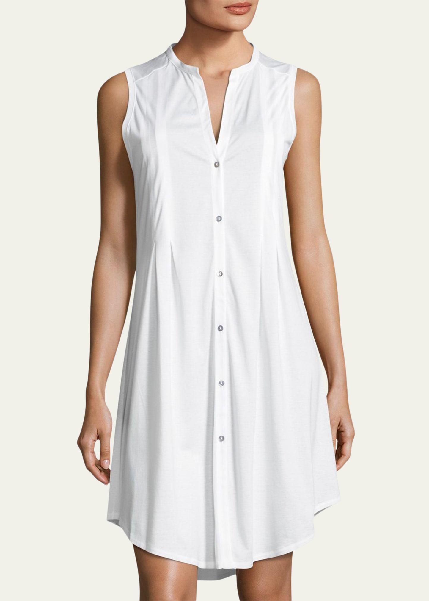 Hanro Cotton Deluxe Button Front Tank Nightgown (Crystal ) Women's Pajama Product Image