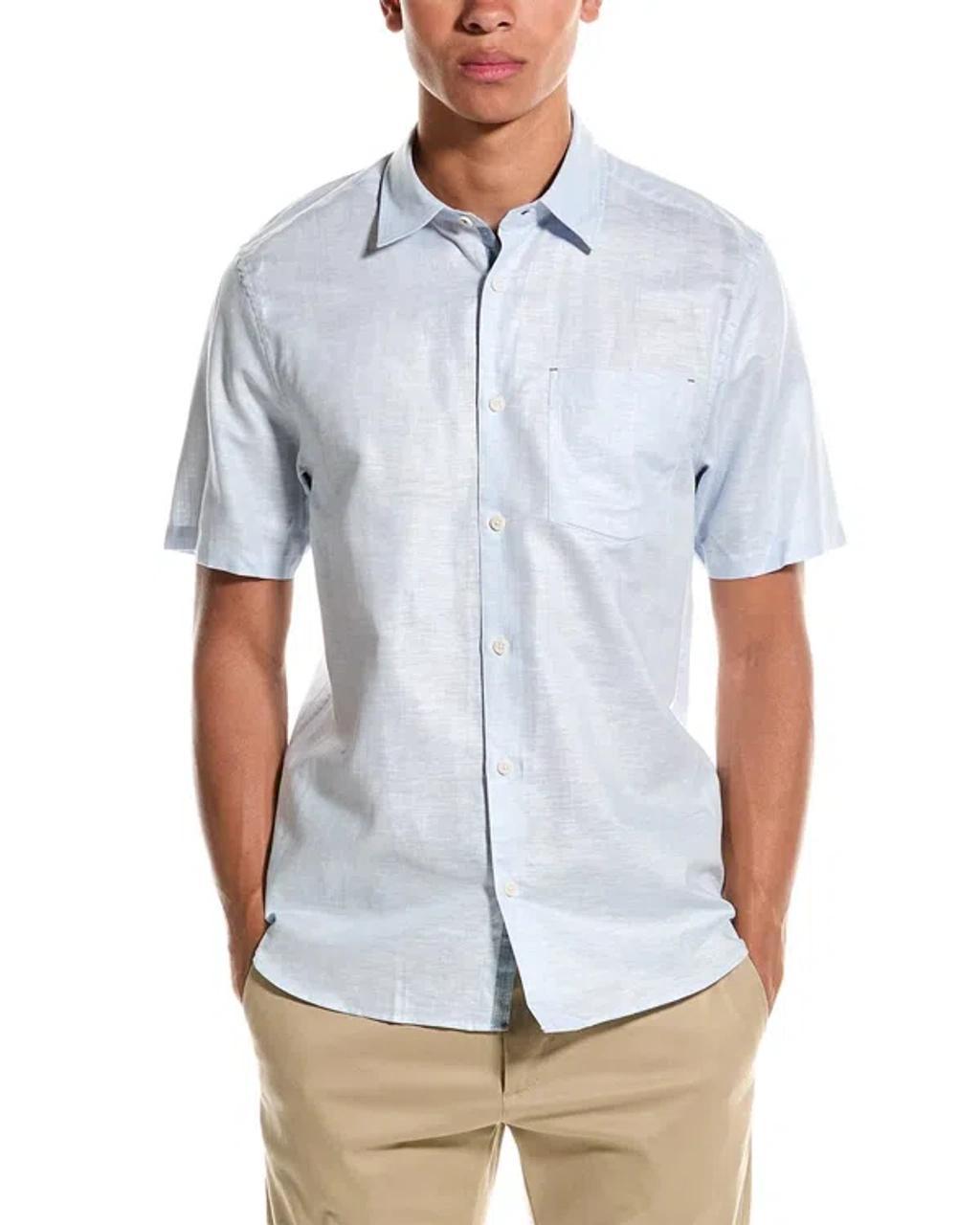 Linen-blend Shirt In Blue Product Image