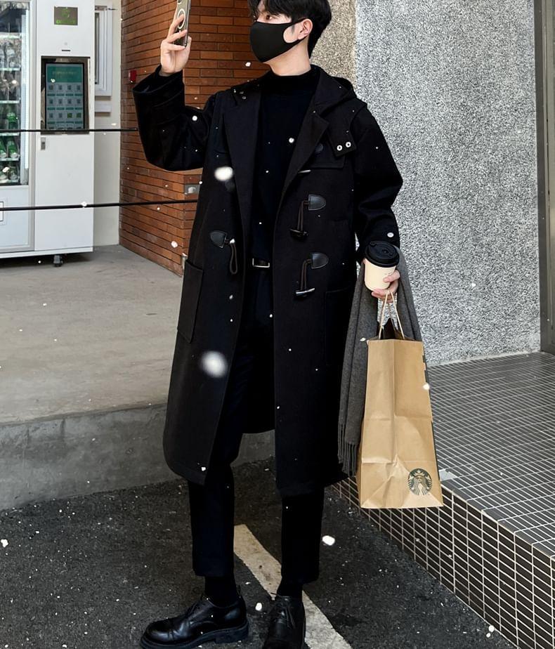 Plain Hooded Midi Duffle Coat Product Image