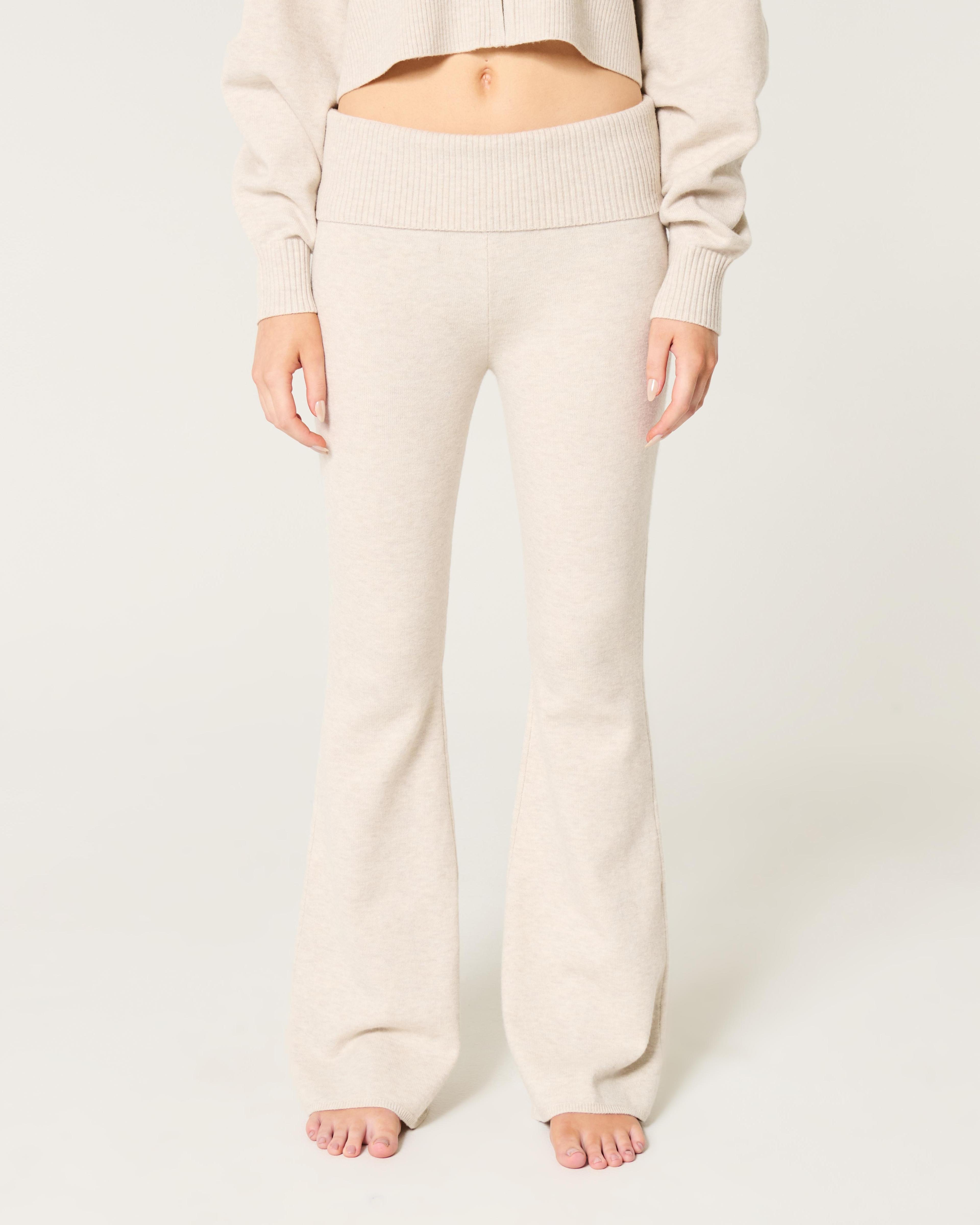 Gilly Hicks Sweater-Knit Foldover Waist Flare Pants Product Image