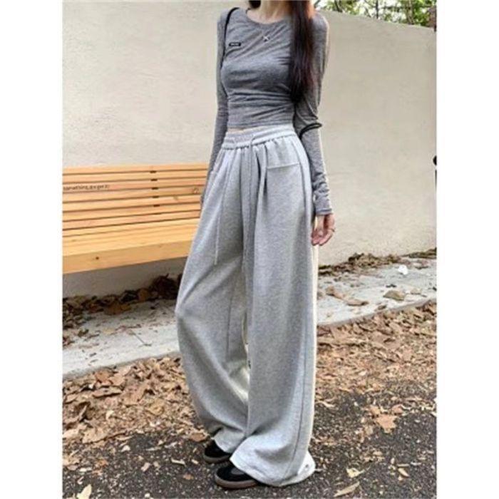 Drawstring Waist Wide Leg Pants Product Image