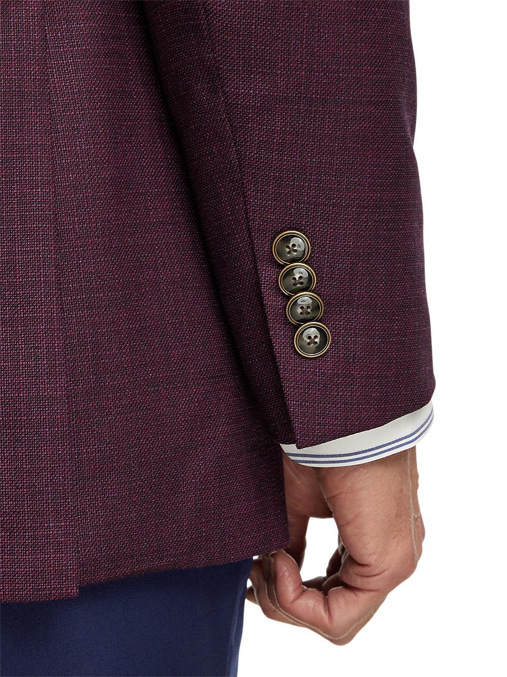 Wool Single Breasted Notch Lapel Sport Coat - Plum Product Image