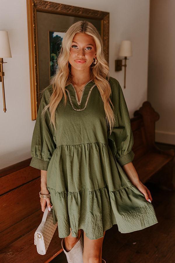 Dreamy Moment Mini Dress in Olive Product Image