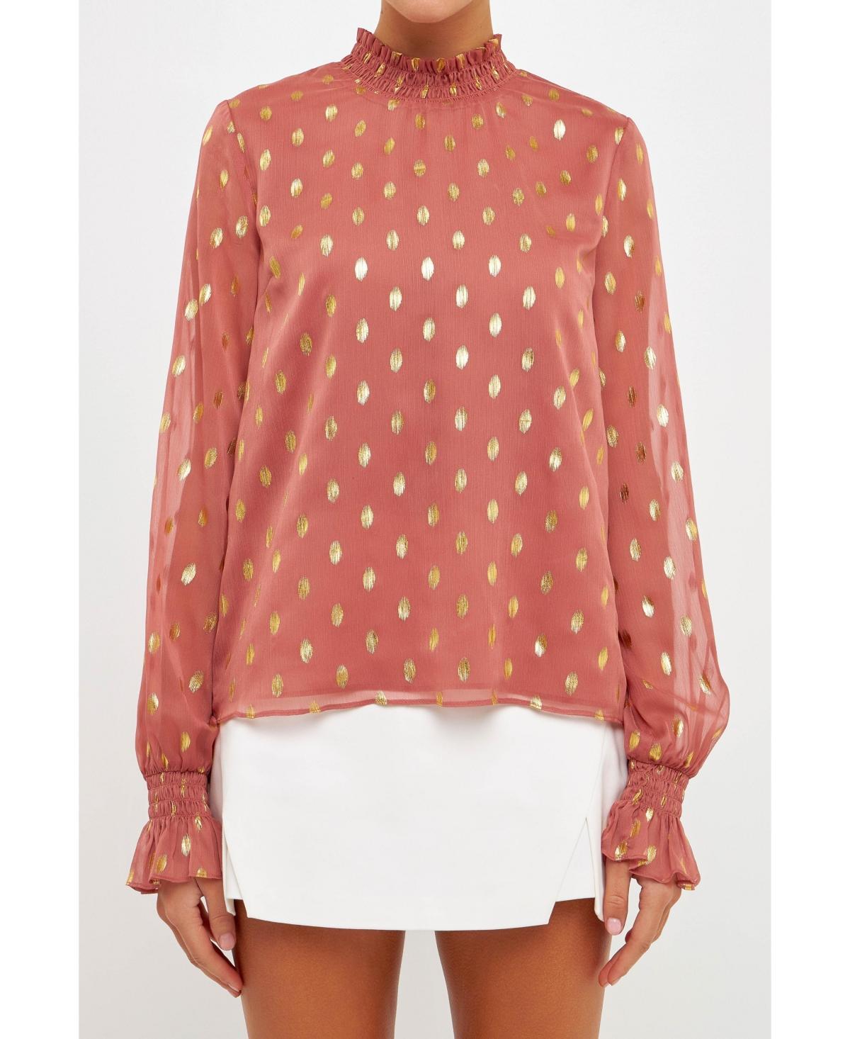 Womens Polka Dot Chiffon Blouse Product Image